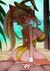 褐色エルフ❤フレアちゃんの無人島性活❤バニー虎柄❤