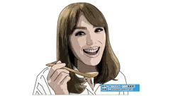 ヨーグルトを食べる女性のイラストです