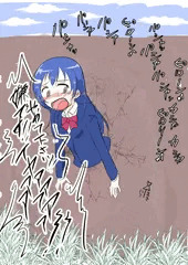 海未ちゃん、壁にハマる