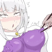 引っ張られるエミリア