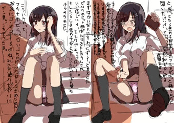 階段に座って脚開いてピンクのドット柄パンツ死ぬほど見せてくれたお股ユルユルのJK