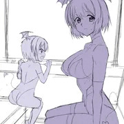 電車に初めて乗るサキュバス母娘