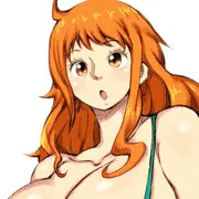 おっぱいが出てることに気づいてないナミさん。