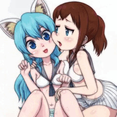セーラー水着のイーウィニャ（＋ネコミミ）とクロサ