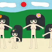 お母さんと娘たちの散歩