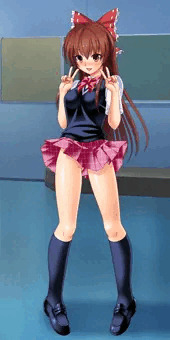 ダブルピース　ノーパン　制服　トイレブラシ挿入　霊夢ちゃん