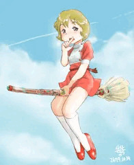 空中機動中の魔法使い娘