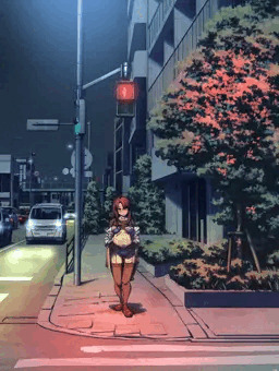 横断歩道の向こうから…