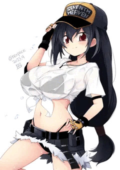 濡れ透けTシャツ黒ビキニPU