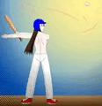 バットを振った不知火舞