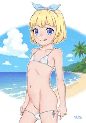 Dolly ヴィキニーを着てビーチで