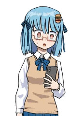 スマホを凝視するハンバーガーちゃん