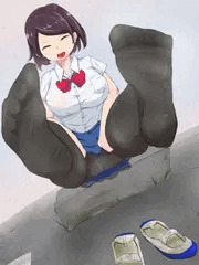 炎天下に黒タイツのJK