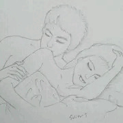 ベッドで抱擁