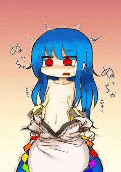 うつ防止の為に乳首をバナナで弄られる天子ちゃん