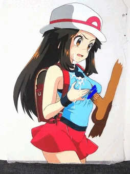 学校帰りのポケモンバトルに負けたリーフちゃん。(完成)