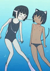 猫耳日焼け少年にホースで息継ぎ・・・
