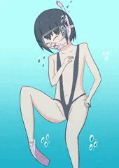 水の中で溺れる娘