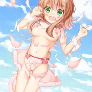 服が弾け飛んで赤面するラズ