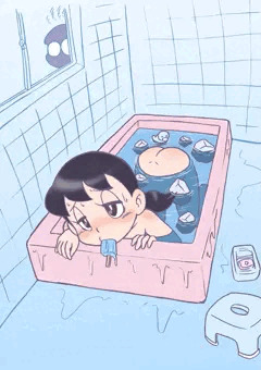 暑いとだらけるしずかちゃん。