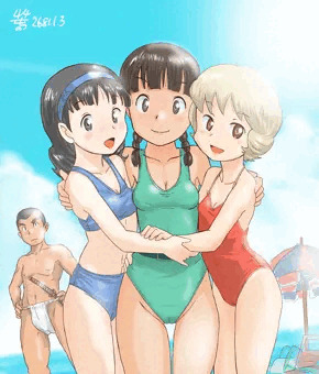 水着の三人娘