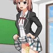 由比ヶ〇結衣のスカートたくし上げわざとお漏らし