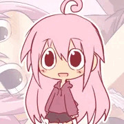 目が特徴的なピンク髪の子すじ