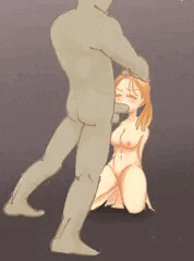 膝つきイラマチオ