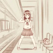 駅にて