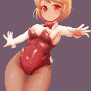 油彩塗りれんしゅうにバニーガール姿の秋静葉