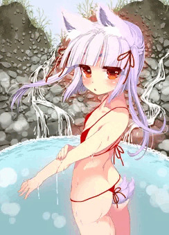 湯浴みするのじゃロリババア狐さま（水着/全裸）☆