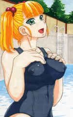 ブロンドスク水巨乳娘ちゃん