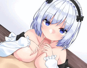 銀髪メイド挟みフェラ