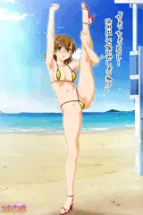 キワどい水着で、Y字バランスをキメる御坂さん