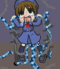 触手と水色制服少女