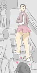階段でクロが