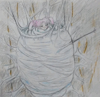 糸粘液で繭にされちゃった…