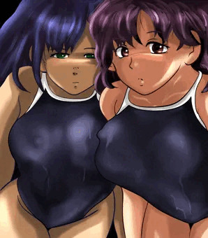 倫子と魔子のスク水姿