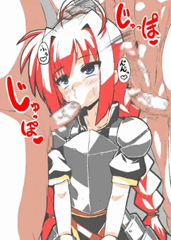 ヴィータが上目づかいで楽しそうな表情をしながらひょっとこフ●ラをする絵