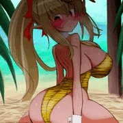 褐色エルフ❤フレアちゃんの無人島性活❤バニー虎柄❤