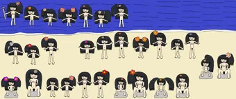 野生の海のヌーディストビーチ