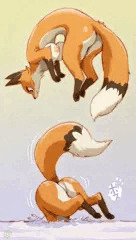 雪に飛び込むよキツネちゃん