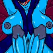ベットの上で誘惑してくる女怪人。