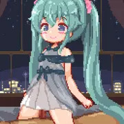 ロリミクちゃんとホテルで騎乗位えっち