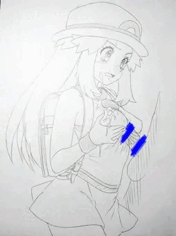 学校帰りのポケモンバトルに負けたリーフちゃん。