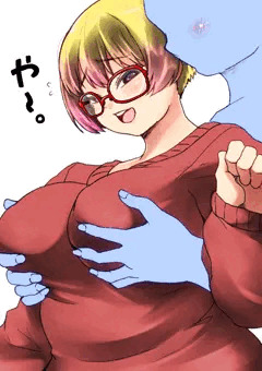 おちちをもまれていやがるおんな