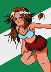 着替え中にバトルを挑まれてしまったリーフちゃん。