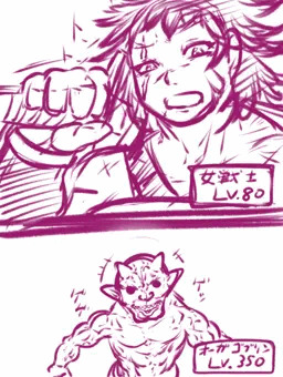 屈強な女戦士vsオーガゴブリン