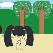 桃の木とおしりの桃
