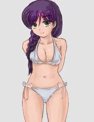 紫髪三つ編み娘の水着